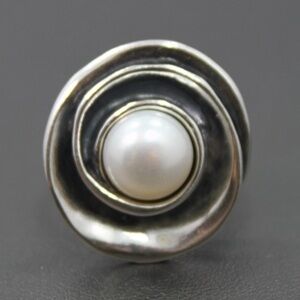 Silpada Vintage Sterling Silver Classic "Lily Rose" White Pearl Ring Sz 7
